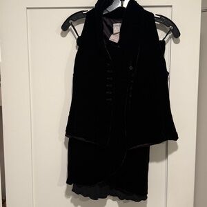 Giorgio Armani Women's Elegant Black Velvet Vest and skirt set